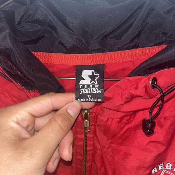 Vintage Starter Varsity Jacket Nebraska Windbreaker Track Athletic Red Men's 3X - Picture 6 of 9